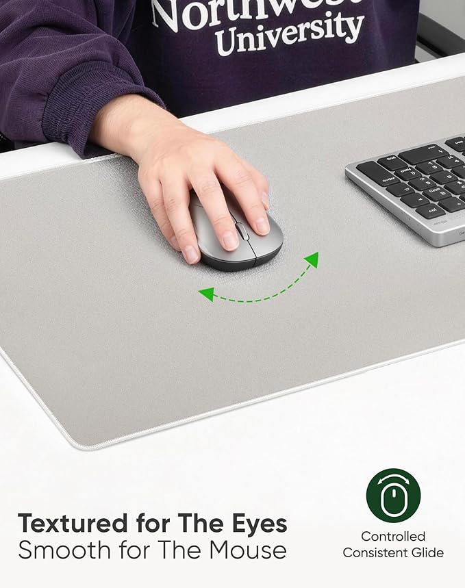 ALOANES Beige Waterproof Desk Mat, Large Mouse Pad with Extended Mouse Mat, with Anti Slip Base, Stitched Edge, Grain Jacquard Surface, Perfect for Gamer, Office & Home, XXL 11.81"x31.50"x0.12"