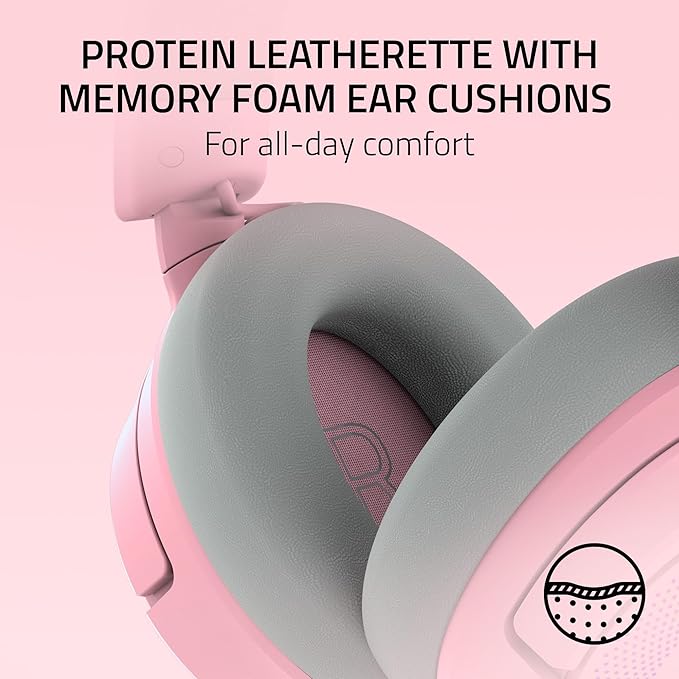 Razer Kraken Kitty V3 Pro Wireless RGB Gaming Headset: Chroma RGB Kitty Ears - 2.4 GHz, Bluetooth 5.3, USB A - Super Wideband Mic - 40mm Drivers - THX Spatial Audio - Comfortable Ear Cushions - Pink