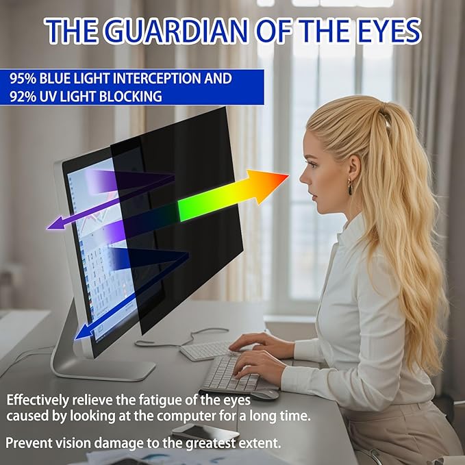 20 Inch Privacy Screen for Monitor with 16:9 Widescreen Monitor Blue Light Screen Protector - Anti-Glare - Anti-Scratch Protector Film for Data Confidentiality Privacy Shield [2 Pack]