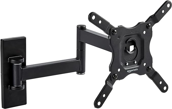Amazon Basics Full Motion Articulating TV Wall Mount with Tilt Swivel, Extends 16 inches, VESA 200x200, for 12" to 40" TVs, 40 lbs, Black