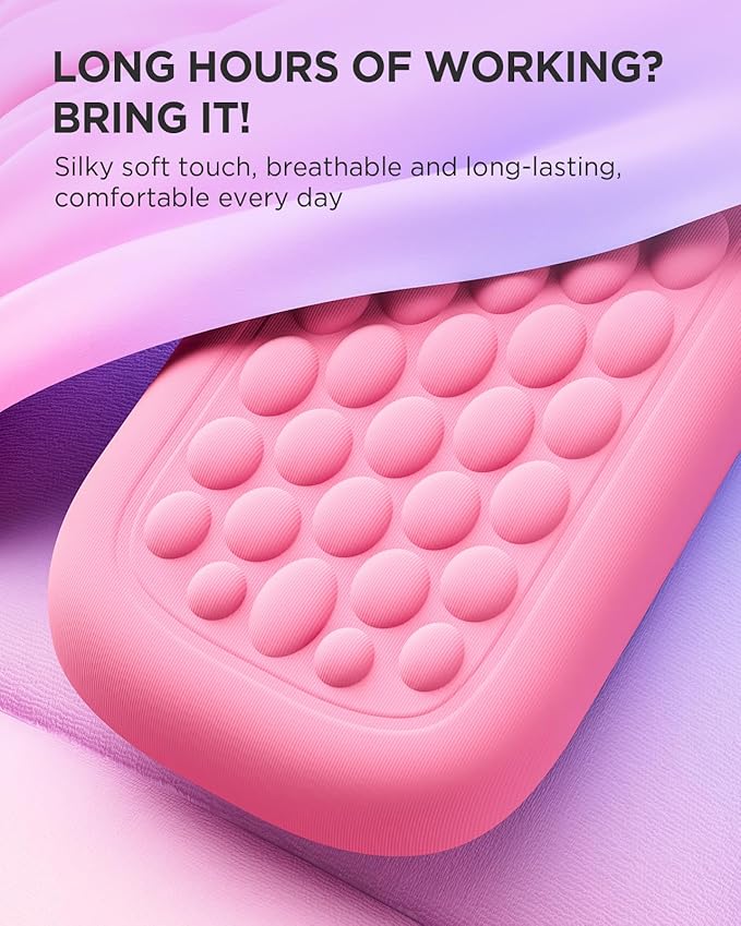 Lekvey Ergonomic Gaming Wrist Rest for Computer Keyboard & Mouse - Premium Silky Memory Foam Wrist Pad with Massage Points, Comfort Wrist Support for Typing, PC, Game (Pink/Purple)