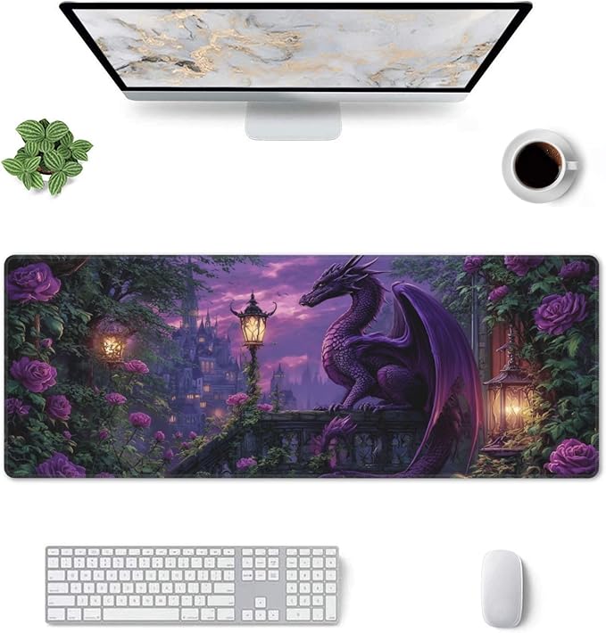 Dragon Mouse Pad Extended Large Gaming Mouse Pad XL Stitched Edges for Gamer Home Office 31.5 X 11.8 Inch