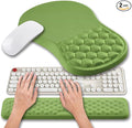Hokafenle 2 in 1 Ergonomic Mouse Pad Wrist Support & Wrist Rest for Computer Keyboard Set, with Memory Gel Massage Bulge Design (2In1 Set, Grass Green)