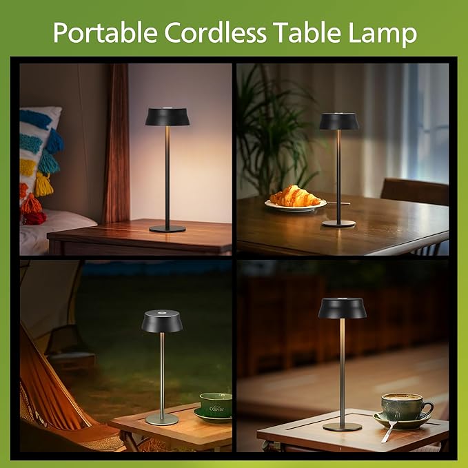 Philips Cordless Table Lamp, Portable Outdoor LED Desk Light,Rechargeable Battery Operated, 2 Adjustable Height, Touch Control & 3 Color Stepless Dimming, Waterproof Lamps for Restaurant/Bedroom