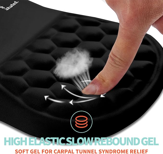Ergonomic Mouse Pad Wrist Support with Memory Foam Massage Bulge, Carpal Tunnel Mousepad Wrist Rest for Mouse(12x8 inch, I Am Fine)