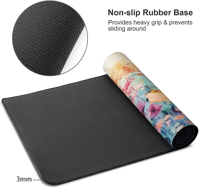 35.4 x 15.7 in, Waterproof XXL Large Mouse Pad for Desk, Extended Keyboard Mouse Mat for Computer Office, Big Laptop Mouse pad, Gaming Pc-Colorful Flowers