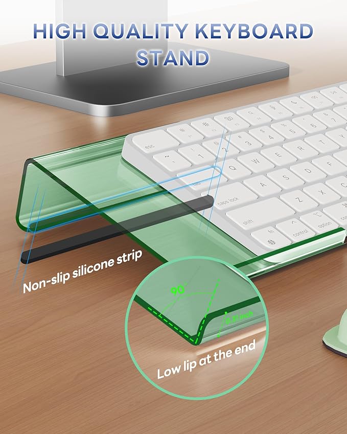 Computer Keyboard Wrist Rest Stand for Desktop, Keyboard Riser Holder with Wrist Pad for Office Desk, Home, School (Green)