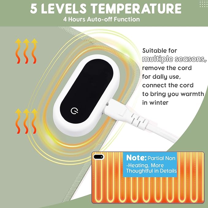 Konohan Heated Desk Pad Warm Mouse Pad, 5 Heating Level & 4 Hour Auto Shut-Off, PU Leather Warm Mouse Mat Heating Keyboard Gaming Mice Warmer Mat Only Supports 110v(Gray-Green Color,35.4"x 14.2")