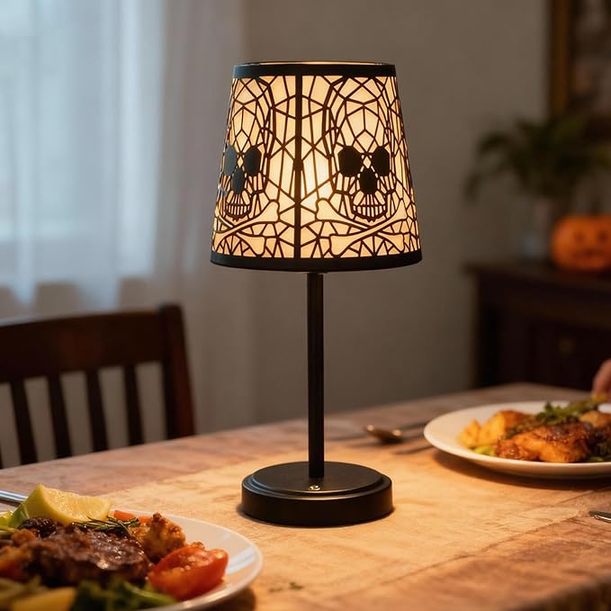 Cute Cordless Rechargeable Table Lamp with Metal Shade, 3 Color Temps LED Dimmable Ambient Lighting, Small Retro Touch Bedside Light for Decor, Metal Base.