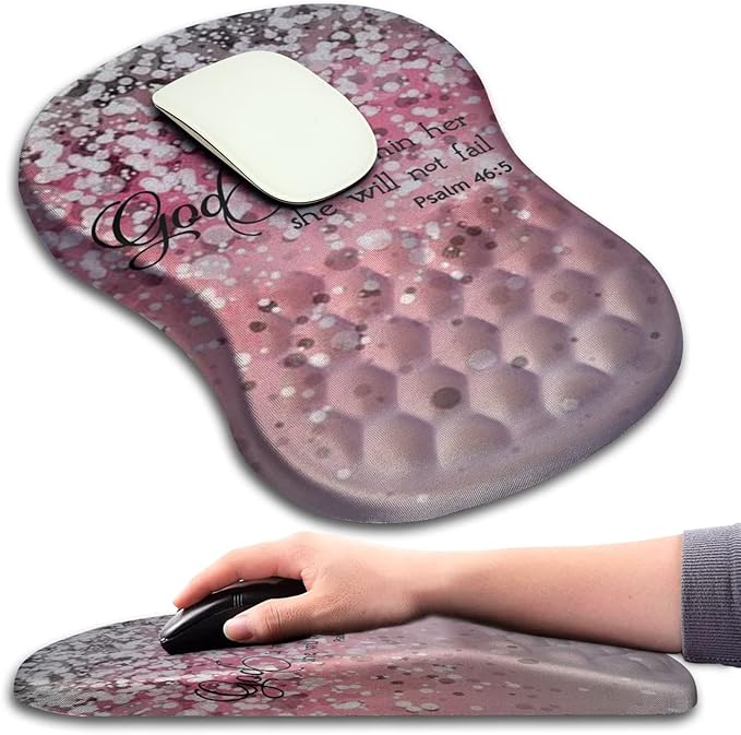 Mouse Pad Wrist Support, Ergonomic Mouse Pad with Massage Dot, Comfortable Computer Mouse Pad for Laptop, Wrist Rest Mousepad with Non-Slip PU Base for Office & Home, 12 x 8 in