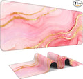Pink Marble Extended Gaming Mouse Pad 31.5x11.8inches Large Desk Mat Anti-Slip Rubber Base & Durable Stitched Edges for Gamers Smooth Mouse Writing Surface for Desk Office/Home