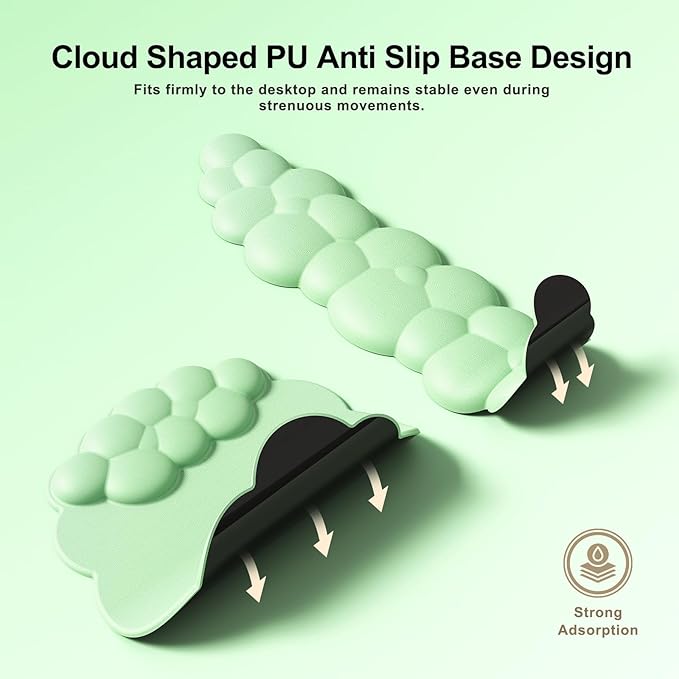 Cloud Mouse Pad with Wrist Rest, Cloud Keyboard Wrist Rest, Mouse Pad Wrist Support, Ergonomic Keyboard Mouse Wrist Support (Green)