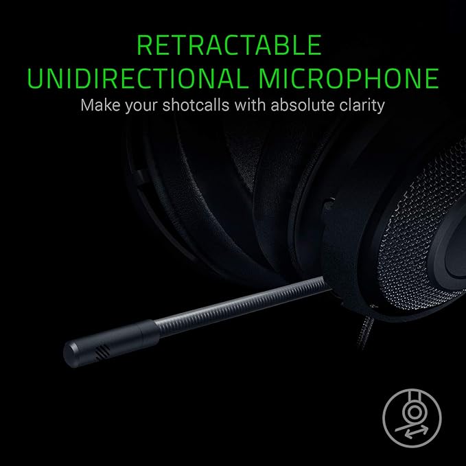 Razer Kraken Gaming Headset: Lightweight Aluminum Frame - Retractable Noise Isolating Microphone - for PC, PS4, PS5, Switch, Xbox One, Xbox Series X & S, Mobile - 3.5 mm Headphone Jack - Black/Blue