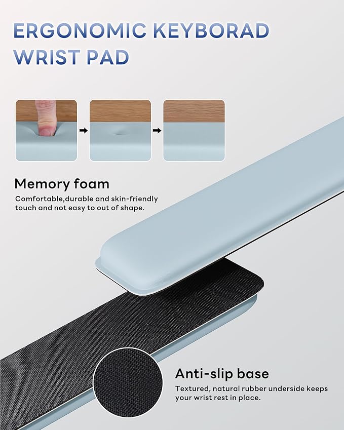 Computer Keyboard Stand for Desktop, Keyboard Wrist Rest Holder Stand for Easy Typing with Wrist Pad for Office Desk, Home, School(Blue)