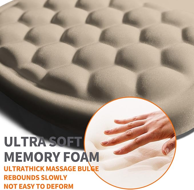 Ergonomic Joint Wrist Support Mouse Pad with Memory Foam Cushion Massage Bump, Carpal Tunnel Mousepad Slope Design for Wrist Rest, 11.8x7.9 in, Apricot
