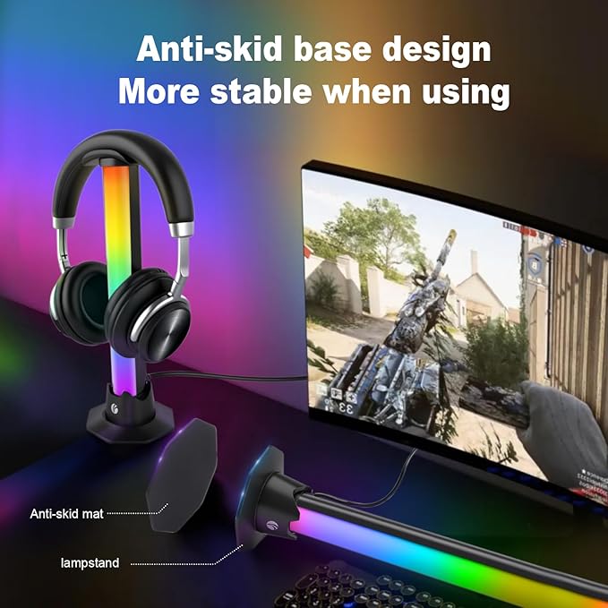 VCOM RGB Light Bar,27.5cm Music Sync RGB IC LED Lights Bars,Color Changing TV Backlight App & Remote Control, USB Powered Ambient Lighting for TV, PC Room Monitor Backlight Gaming Accessories