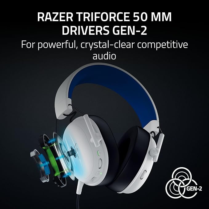 Razer BlackShark V3 X HyperSpeed Wireless Gaming Headset for PS5: 50mm Drivers - Cardioid Mic - 2.4 GHz, Bluetooth - Works with PC, Mac, Nintendo Switch, Smartphone - Long Battery Life - White