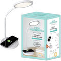 OttLite Good Housekeeping Circular LED Desk Lamp with Wireless Charging - Adjustable Neck Desk Lamp for College Dorm Room, Crafting, Reading, 3 Color Modes, Eye-Friendly Lighting