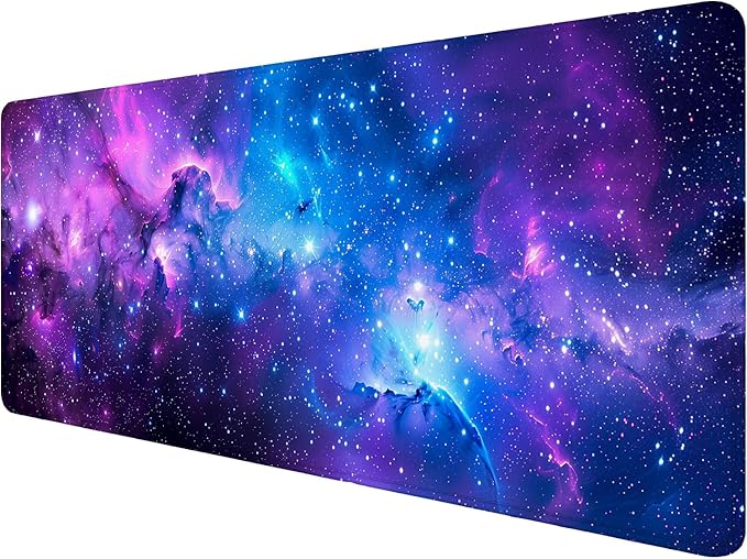 Purple Galaxy Desk Mat Space Nebula Universe XL Mouse Pad Large Mousepad Extended Laptop Keyboard Mat Gaming Desk Pad Mouse Mat 31.5"x11.8" Office Computer Keyboard Laptop Home