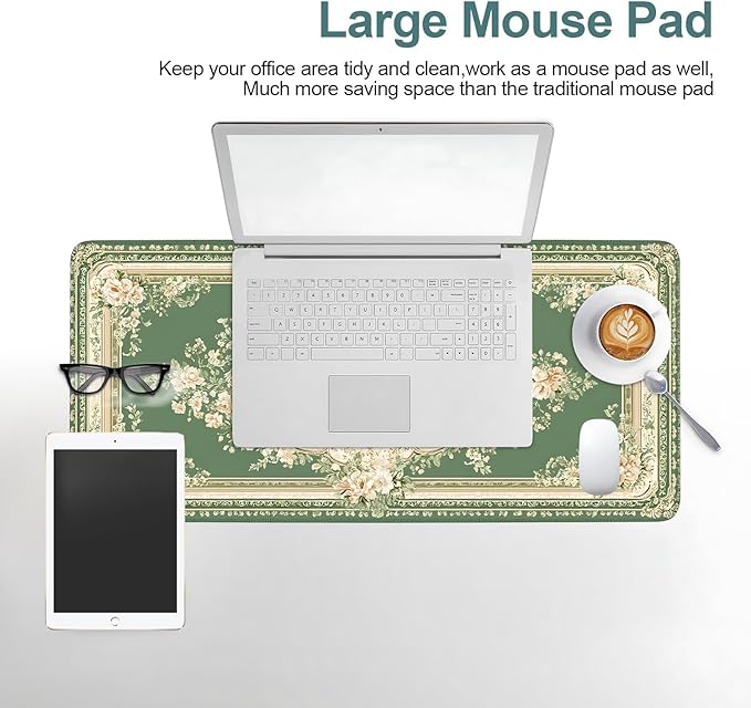 Blue Retro Spring Extended Gaming Mouse Pad 31.5x11.8inches Large Desk Mat Anti-Slip Rubber Base & Durable Stitched Edges for Gamers Smooth Mouse Writing Surface for Desk Office/Home