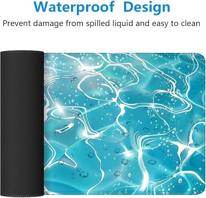 Anime Wave Desk Mat Gaming Mouse Pad Blue Ocean Waves Water Mousepad XL Large Gaming Mouse Pad Laptop Keyboard Mat Desk Pad Office Home Decor for Women Girl 31.5"x11.8"