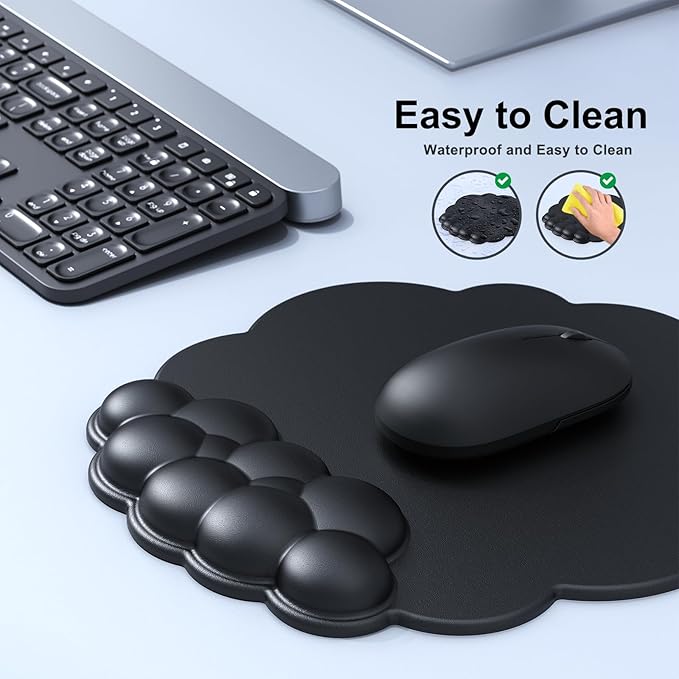 Cloud Mouse Pad with Wrist Rest, Cloud Keyboard Wrist Rest, Mouse Pad Wrist Support, Ergonomic Keyboard Mouse Wrist Support (Black)
