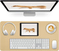 Non-Slip Desk Pad Mat, Leather Desk Mat for Desktop Latte, Waterproof Computer Mouse Mat Desktop Protector for Office/Home, 23.6" x 13.7"