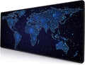 Large Gaming Mouse Pad with Stitched Edges, Desk Pad Extended Keyboard Mat, Non-Slip Rubber Base Mousepads for Laptop, Office, Home, 31.5X11.8 inch Galaxy World Map