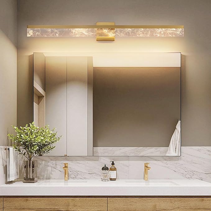 39-Inch Brushed Gold Vanity Light Fixture, 28W Dimmable LED Modern Light Bar for Bathroom Mirror, Restroom, Bedroom (3000K)