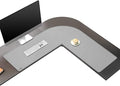 Vyaaa L Shaped Desk Mat Leather Desk Pad, PU Leather Corner Desk Mat for Computer, Gaming, Writing, Home and Office, 39.4"x 39.4"x 13" Light Gray