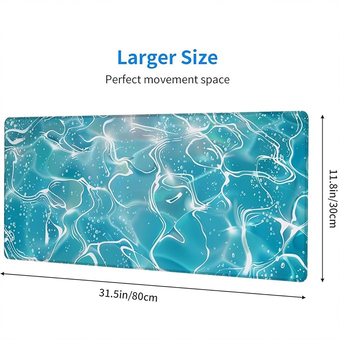Anime Wave Desk Mat Gaming Mouse Pad Blue Ocean Waves Water Mousepad XL Large Gaming Mouse Pad Laptop Keyboard Mat Desk Pad Office Home Decor for Women Girl 31.5"x11.8"