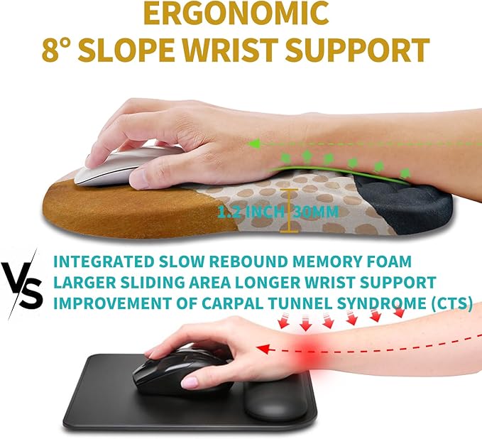 Hokafenle Ergonomic Mouse Pad Wrist Support, Wrist Rest Mousepad for Carpal Tunnel with Integrated Memory Foam Slope Massage Bulge (11.8x7.9 inch,Abstract Marble)