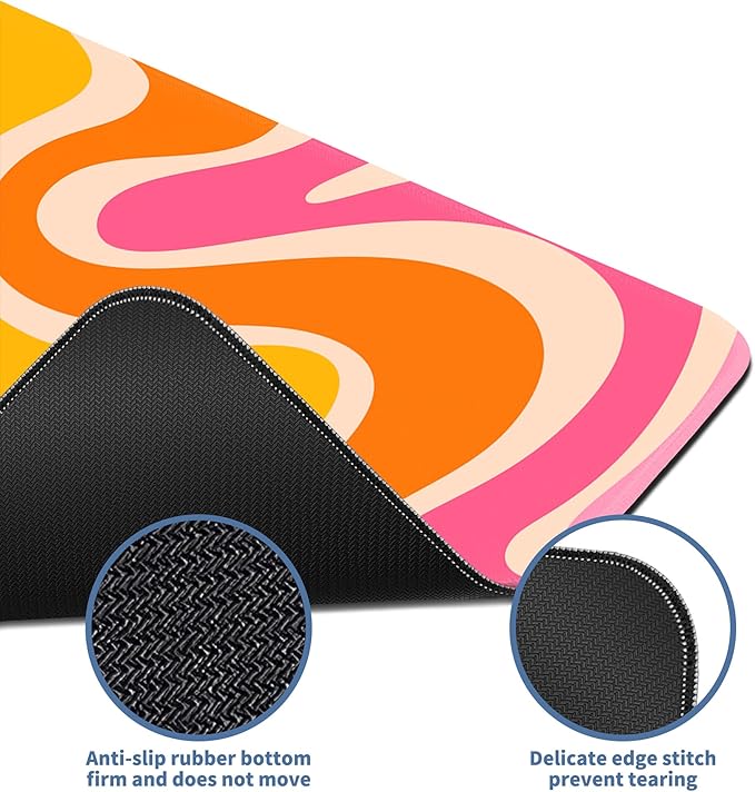 Boho XL Mouse Pad Large Desk Mat Extended Keyboard Mouse Pad Abstract Mousepad with Non-Slip Base and Stitched Edge Minimalist Mouse Mat Desk Pad 31.5 x 11.8 in Mouse Pads for Desk Home Office Gaming