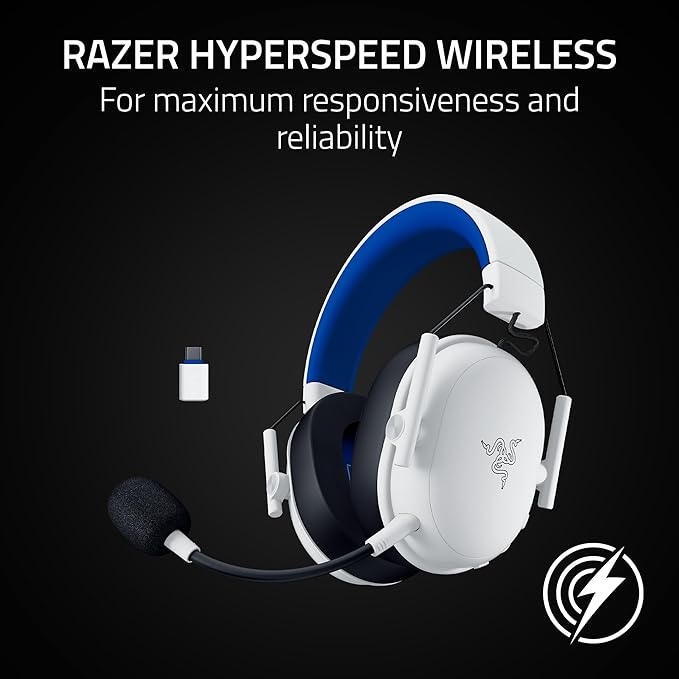 Razer BlackShark V3 X HyperSpeed Wireless Gaming Headset for PS5: 50mm Drivers - Cardioid Mic - 2.4 GHz, Bluetooth - Works with PC, Mac, Nintendo Switch, Smartphone - Long Battery Life - White