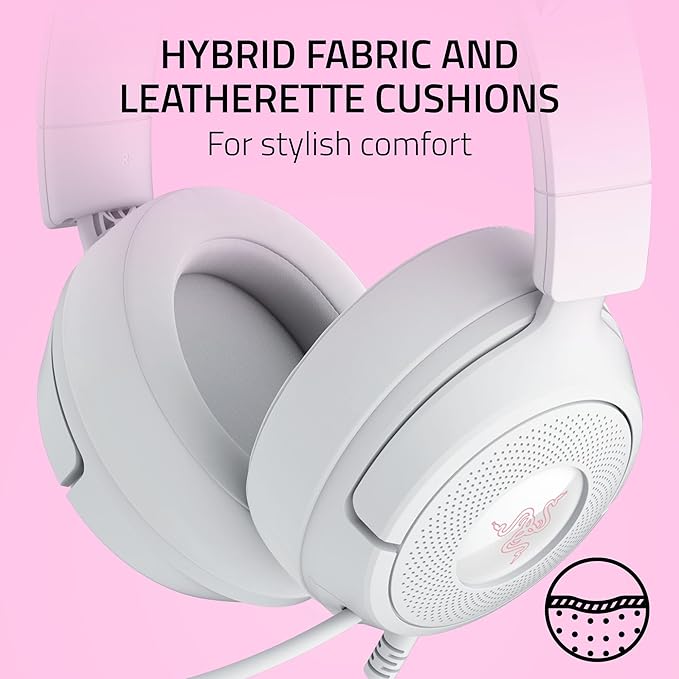 Razer Kraken Kitty V3 X Wired Gaming Headset: Kitty Ears - HyperClear Cardioid Mic - 40 mm Drivers - 7.1 Surround Sound - Comfy Ear Cushions - Cross-Platform via 3.5mm PC, PS5, Xbox, Switch 2 - White