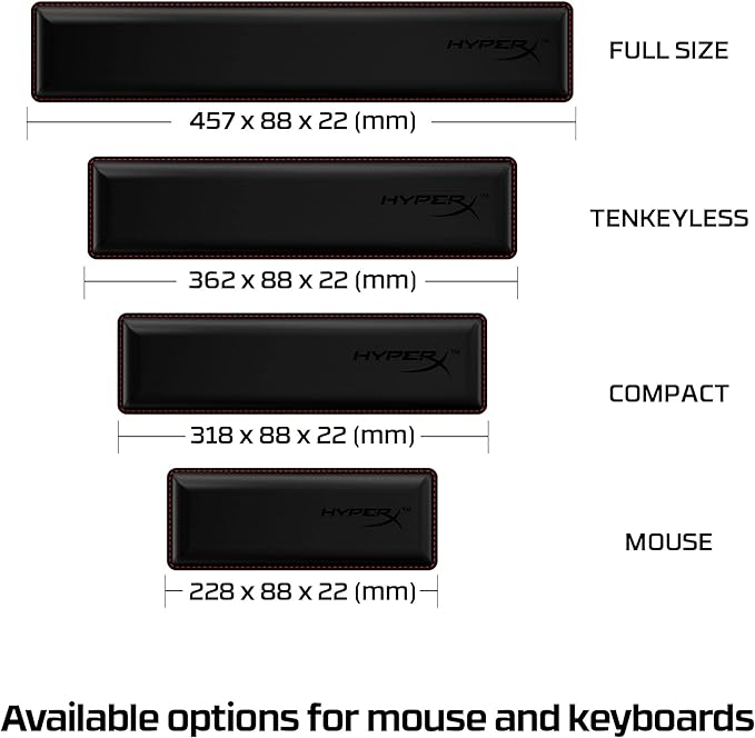 HyperX Wrist Rest – Compact – Cooling Gel – Memory Foam – Anti-Slip,Black