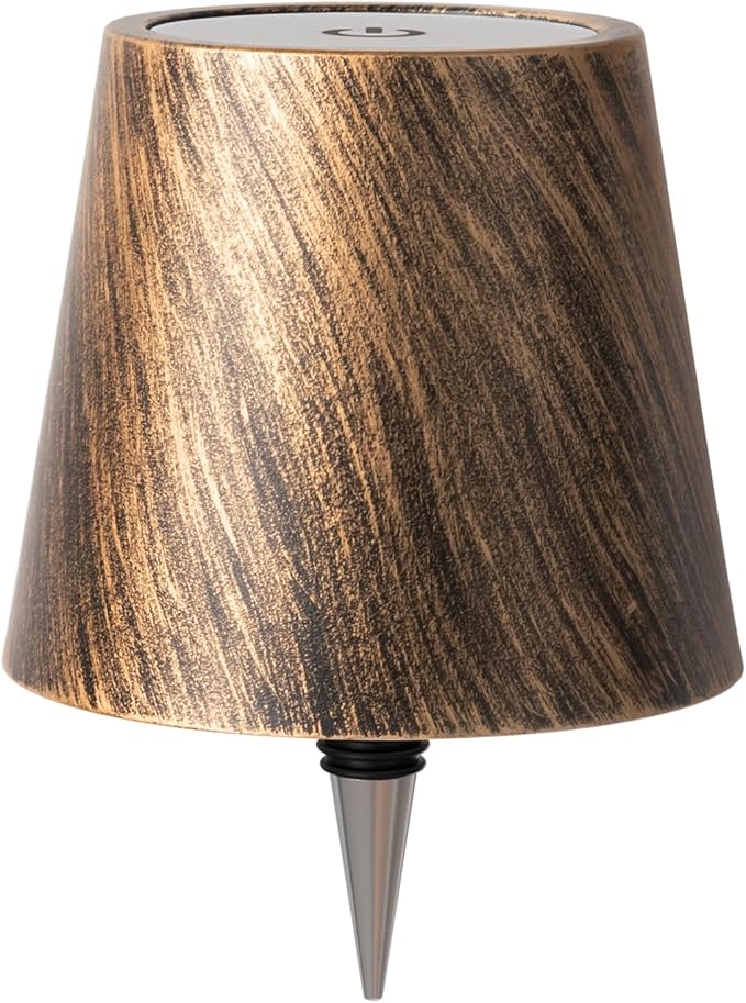 Wireless Bottle Lamp, Wireless Bottle Lamp Shade with 3 Color Temperature, Rechargeable Stepless Dimming LED Wine Bottle Lights for Any Bottle, Desk Lamp for Bedroom Restaurant Bar - Bronze