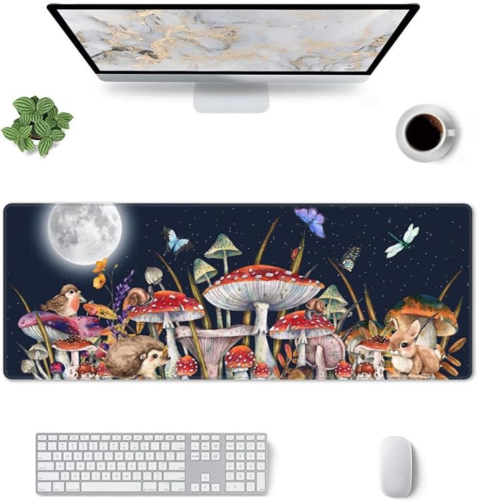 Mushrooms Mouse Pad XL Large Mousepad Non Slip Rubber Base Desk Mat for Laptop Computer Gaming 31.5" X 12"