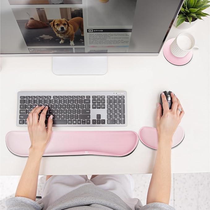 Gimars Upgrade Enlarge Silky Gel Memory Foam Keyboard Wrist Rest, Wrist Rest for Computer Keyboard, Ergonomic Mouse pad Rests for Typing, Wrist Support for Office, Gaming, Pink Gradient