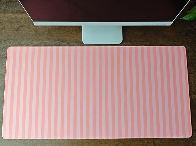 Orange Pink Striped Desk Mat Cute Pastel XXL Large Gaming Mouse Pad Desk Pad Kawaii Aesthetic Cozy Keyboard Laptop Computer Mat Home Office Decor for Women