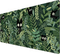 Kawaii Cat Mouse Pad Xl-31.5x15.7in-Anime Black Cat Green Plant Desk Mat Pad-Extended Aesthetic Keyboard Mouse Pad-for Desk Kid Girl with Stitched Edges Non-Slip Cozy Office Decor