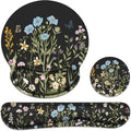 Ergonomic Mouse Pad with Wrist Rest and Keyboard Wrist Rest, Memory Foam Wrist Rest for Computer Keyboard, Easy Typing, Black Mouse Pad Wrist Support for Gaming,Office, Laptop, Floral