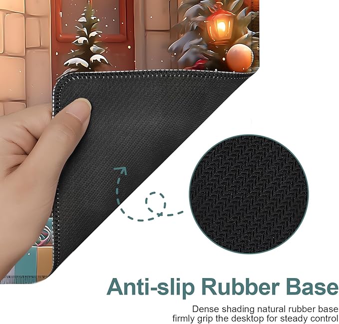 Christmas Scene Extended Gaming Mouse Pad 31.5x11.8inches Large Desk Mat Anti-Slip Rubber Base & Durable Stitched Edges for Gamers Smooth Mouse Writing Surface for Desk Office/Home