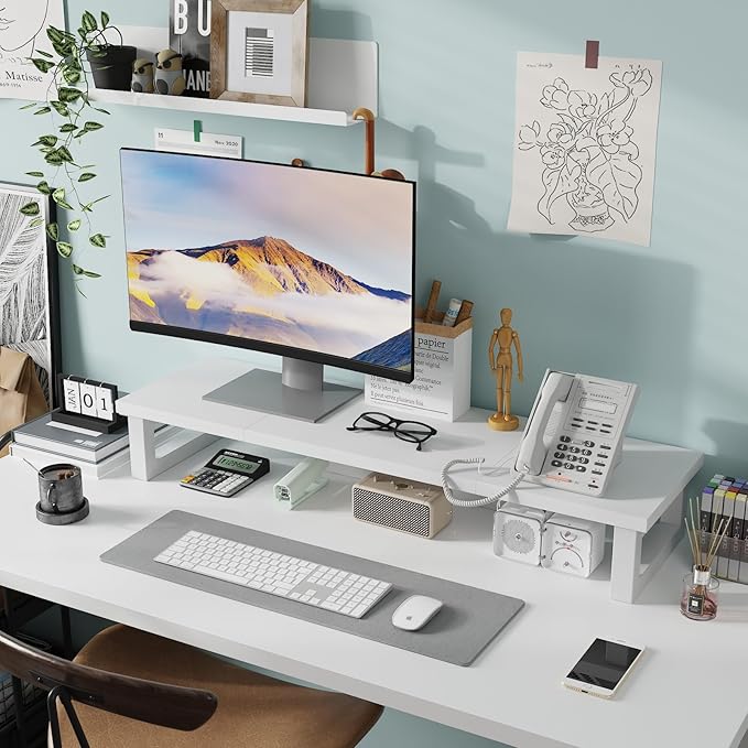 WESTREE Dual Monitor Stand Riser – Wood and Steel