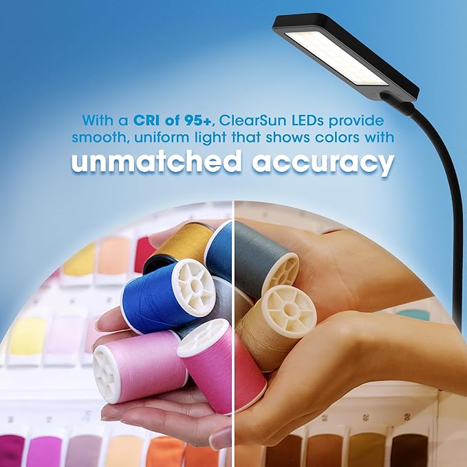 Ottlite ClearSun LED Desk Lamp with Wireless Charging - 3 Color Temperature Modes, Flexible Gooseneck - Task Lamp for Home, Reading, Office & College Dorms