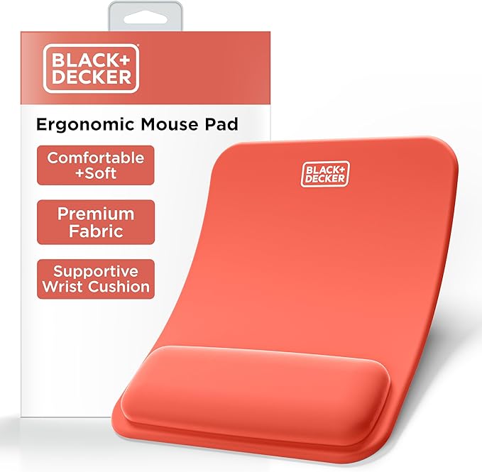 BLACK+DECKER Ergonomic Mouse Pad Wrist Support - Comfortable Mouse Pad Wrist Rest - Wrist Relief Gel Mousepad - Non-Slip Base Aesthetic Mousepad for Gaming, Home, Office - Perfect for Computer, Laptop