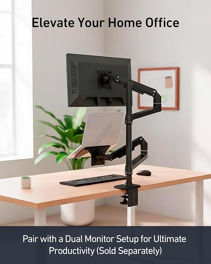 Laptop Tray for Monitor Arm - VESA Mount 100x100mm, Laptops up to 17.3in & 28.6lbs - Notebook Tray Office Desk Accessories - Black
