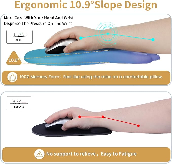 L-SPOUTTO Ergonomic Mouse Pad with Wrist Rest,Cute Cat Paw Mousepad Wrist Support,Comfortable Massage Design Computer Pain Relief Mouse Pad with Non-Slip PU Base for Desk Laptop Gaming,Purple&Green
