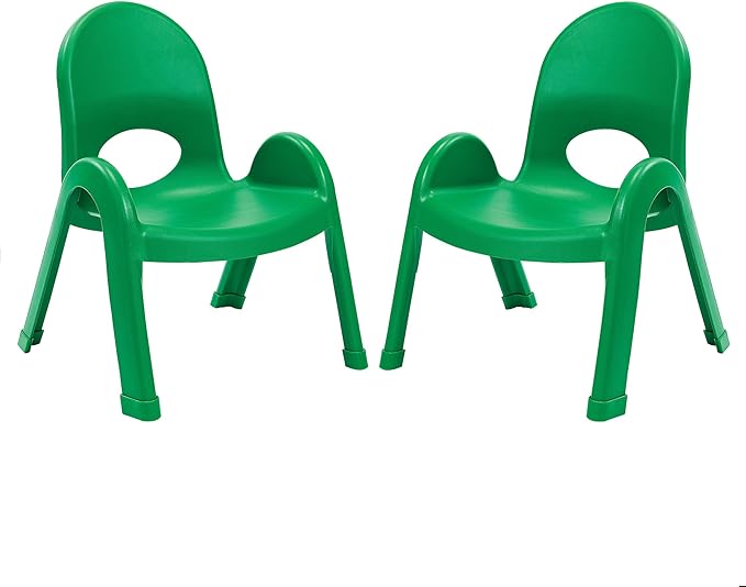 Children’s Factory Value Stack 9" Child Chair, Shamrock Green, 2 Pack, Stackable Ergonomic Seating Solution for Classrooms and Homeschools