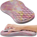 Hokafenle Ergonomic Mouse Pad Wrist Support, Wrist Rest Mousepad for Carpal Tunnel with Integrated Memory Foam Slope Massage Bulge (11.8x7.9 inch,Pink Gold Marble)